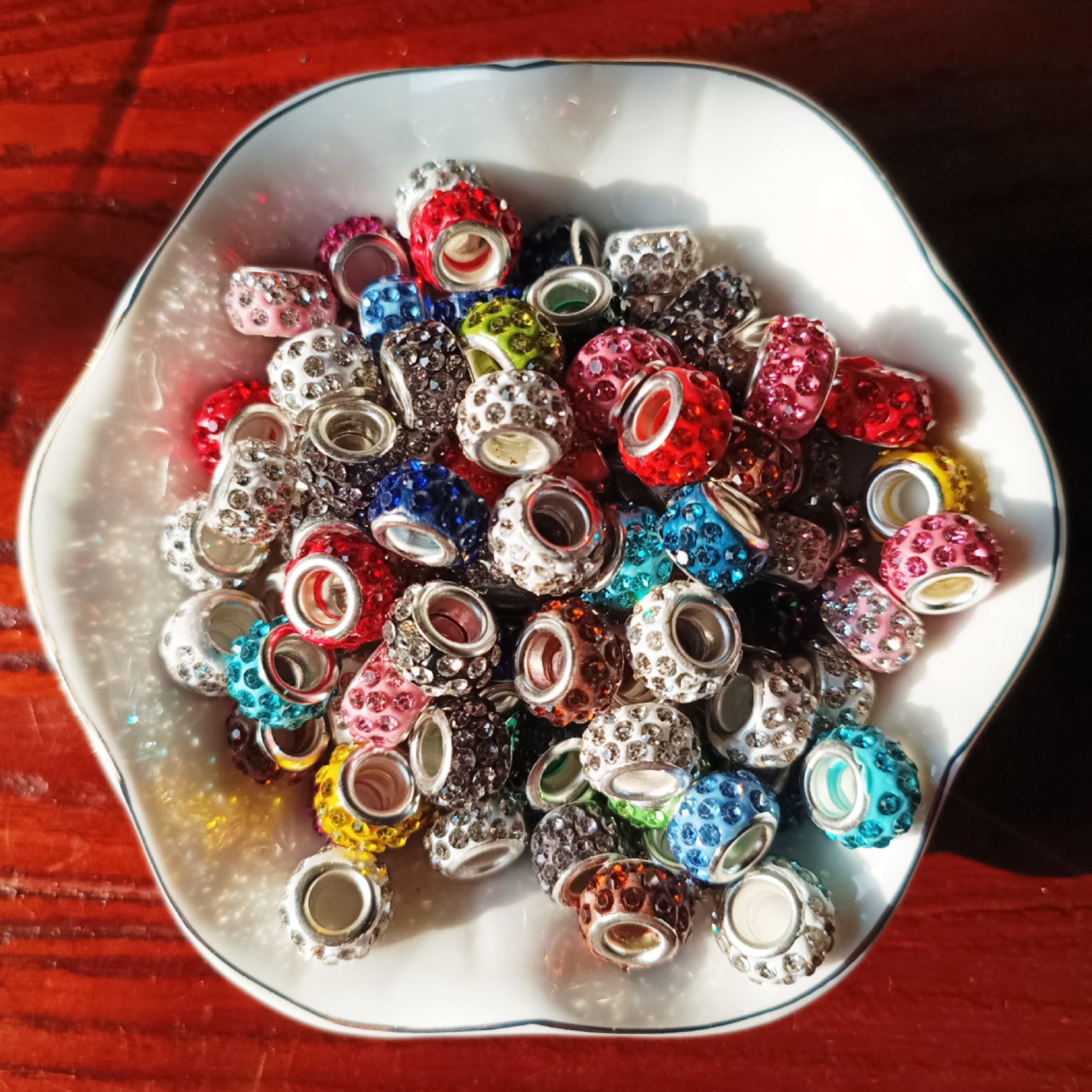 Feildoo 12mm 50pcs Rhinestone European Large Hole Beads for Jewelry Making, Beads Spacer, Y12L6M1B, NO.34 Mix Color